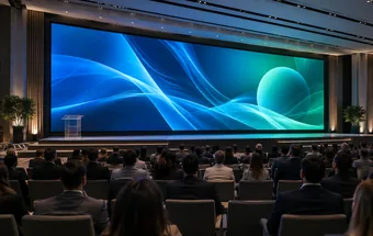 Large LED wall installed on a corporate conference stage