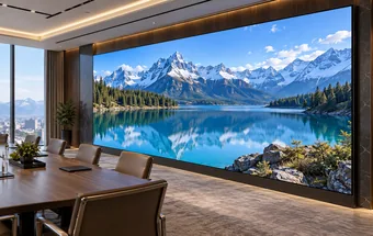 Seamless COB LED display in a modern boardroom