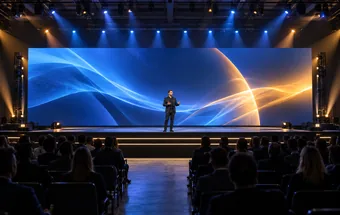 A seamless rental LED display used as an event stage backdrop